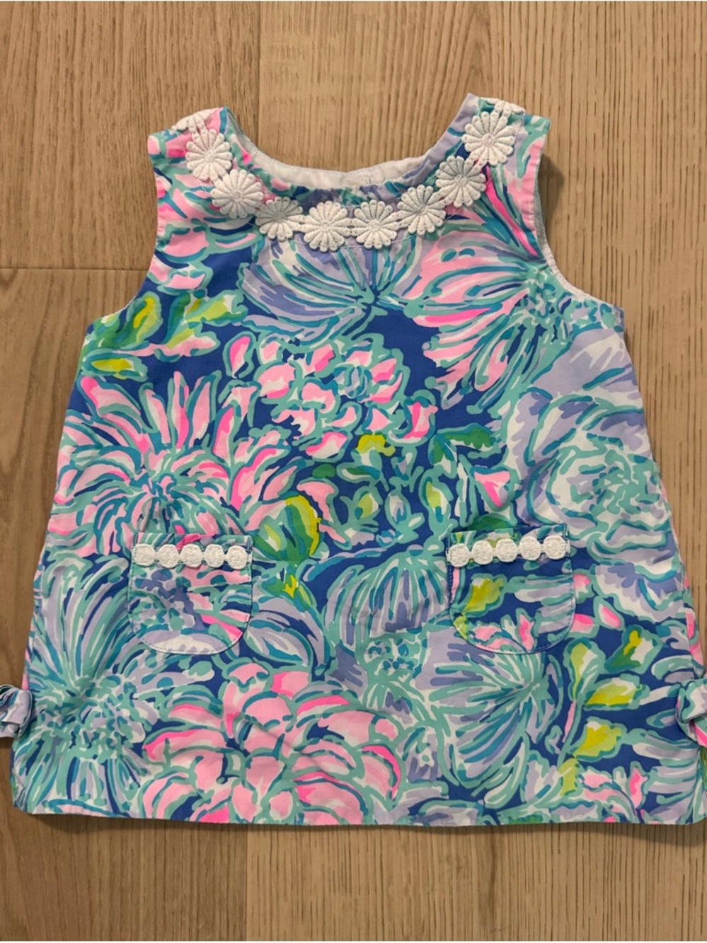 Lilly Pulitzer baby girl shift dress with Daisy Trim - Blue & Pink